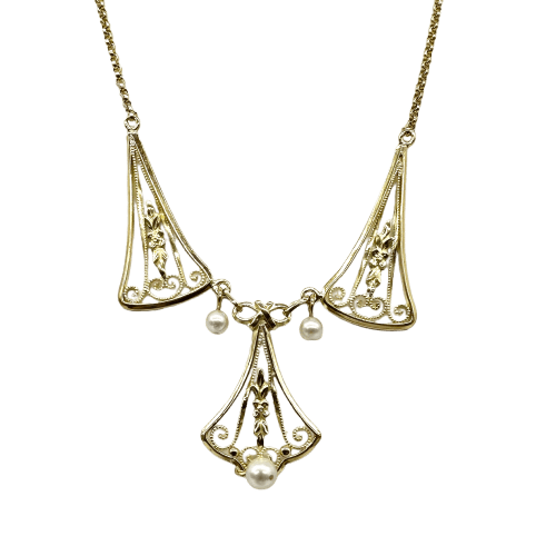 Collier Collier filigrane en or jaune 750 avec perles de culture 58 Facettes Z1351770