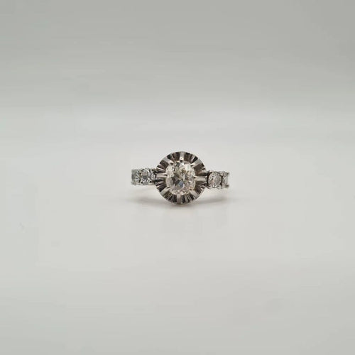 Bague 54 Bague or blanc, platine, diamants taille ancienne 58 Facettes
