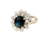 Bague 53 Bague vintage - Saphir bleu ovale et diamants en or blanc 14K 58 Facettes