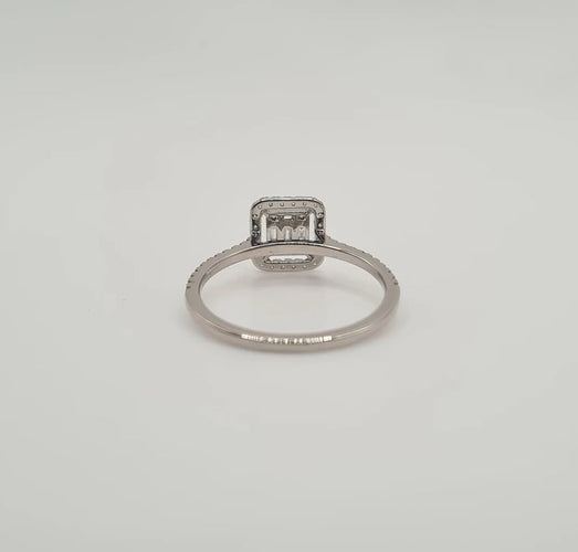 Bague 53 Bague or blanc sertie de diamants baguettes 58 Facettes