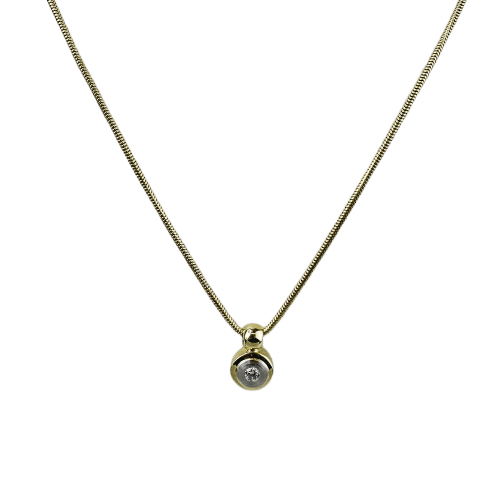 Collier Collier chaîne serpent et pendentif bicolore en or 14 carats avec diamant 58 Facettes 2036
