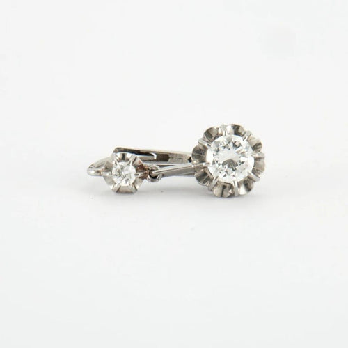Boucles d'oreilles Dormeuses en platine & diamants 58 Facettes