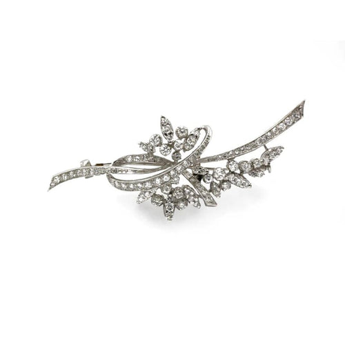 Broche Broche florale - Or blanc & Diamants 58 Facettes 250417R