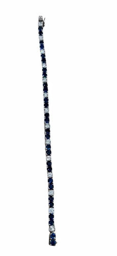 Bracelet Bracelet tennis or blanc, diamants et saphirs 58 Facettes