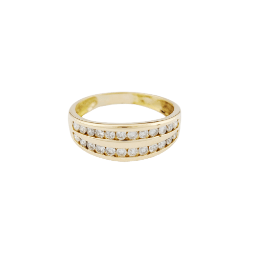 Bague 52 Bague alliance à double rang de diamants en or jaune 18 carats 58 Facettes 34509