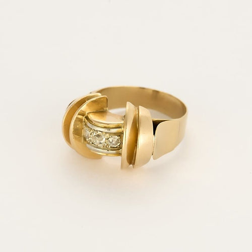 Bague 57 Bague Tank en or jaune et diamants 58 Facettes RAM3338X2