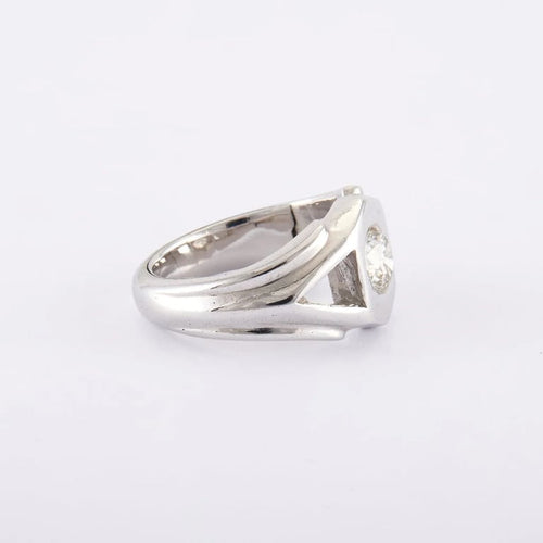 Bague 55 / Blanc/Gris / Or 750 Bague Solitaire Diamant 0.93 carat 58 Facettes 140121R