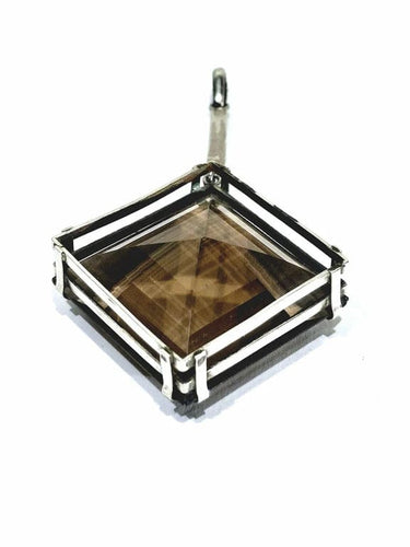 Pendentif Pendentif quartz fumé biseauté en argent 58 Facettes