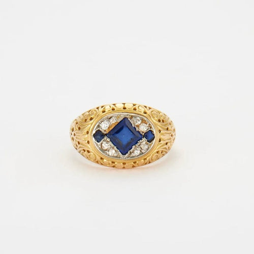 Bague 55 Bague Saphir, Diamants 58 Facettes