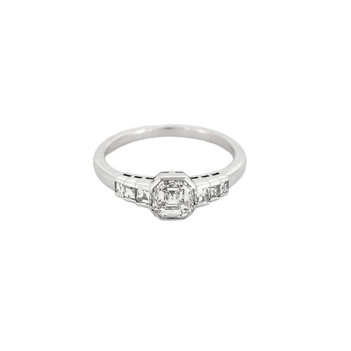 Bague 54 Bague - Solitaire diamant 1 ct en or blanc 18k et diamants 58 Facettes LJ25