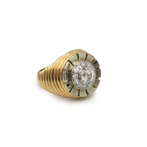 Bague 51 Bague Godronnée - Or jaune, Platine & Diamants 58 Facettes 250060SP