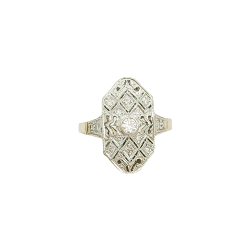 Bague 54 Bague Art déco en or jaune 14 K et diamants 58 Facettes 3143