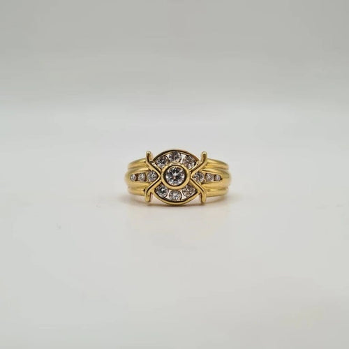 Bague 54 Bague or jaune 18 carats sertie de diamants 58 Facettes