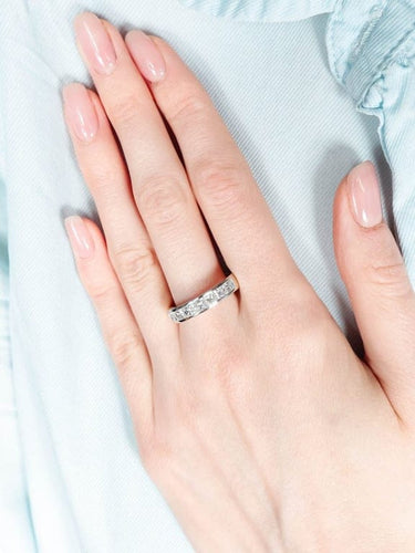 Bague 56 Alliance - Bague demi-tour en or blanc et diamants 58 Facettes 404 50039