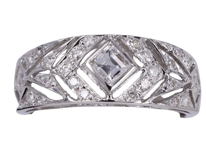 Bague 52.5 Bague Princesse Art-Déco Diamants en or blanc 58 Facettes BA-784
