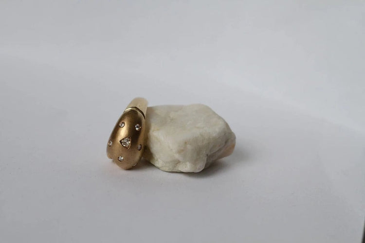 Bague 54 Bague rétro en or jaune 14k et diamants ronds, diamant Trillion 58 Facettes