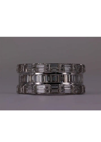 Bague 53 Bague triple sertie de diamants en or blanc 18k 58 Facettes RNG2650