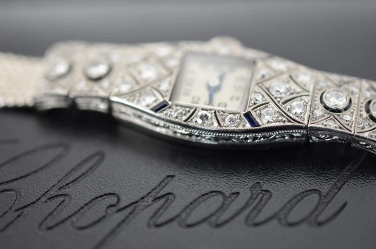 Montre Chopard - Montre femme Art déco en platine, or blanc 14 K et diamants 58 Facettes CHO-100