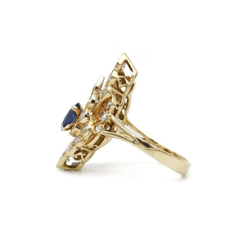 Bague 54 Bague or jaune saphir diamant 58 Facettes 240033SP