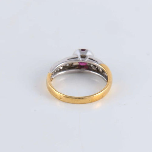 Bague 53 Bague bicolore Rubis et pavage Diamants 58 Facettes FM77