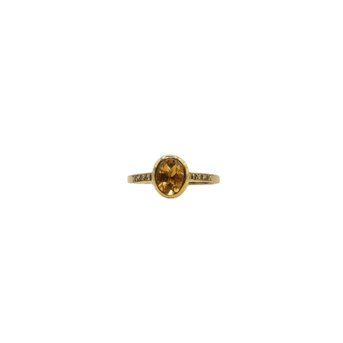 Bague 52 Solitaire - Bague en or jaune 18 carats sertie d’une citrine ovale 58 Facettes