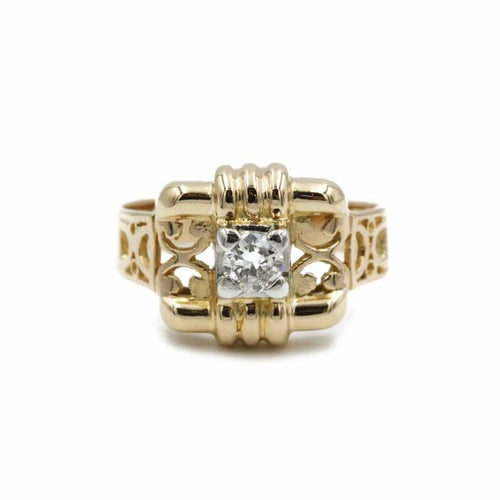 Bague 55 Bague en or jaune et platine sertie d’un diamant 58 Facettes 220015R