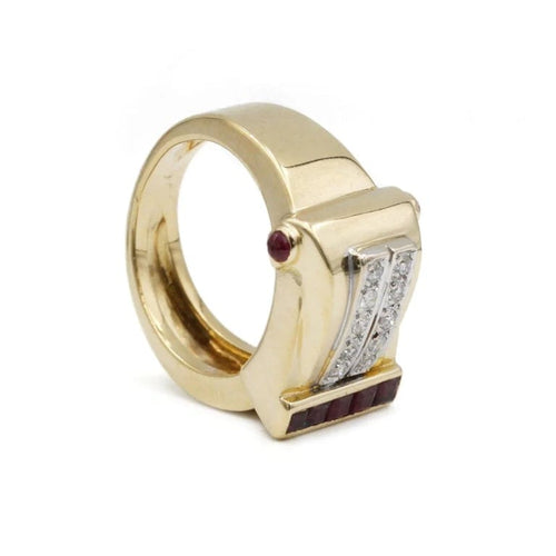 Bague 54 Bague or jaune diamants rubis 58 Facettes 220057R