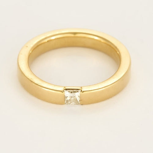 Bague 57.5 Bague jonc en or jaune et diamant princesse 58 Facettes ANG1011