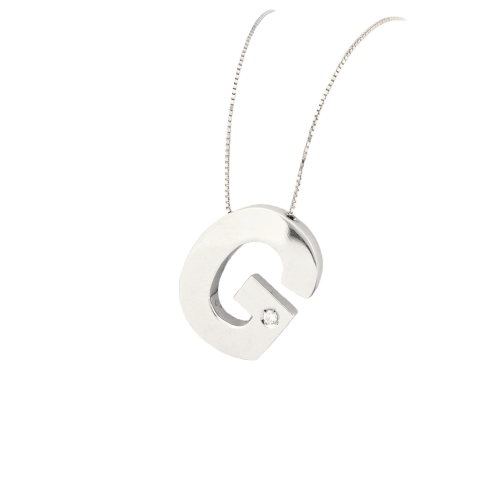 Collier Collier G en or blanc 18 carats et diamant 58 Facettes 30443