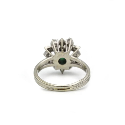 Bague 51 Bague Marguerite - Or blanc, Platine, Emeraude & Diamants 58 Facettes 250459R