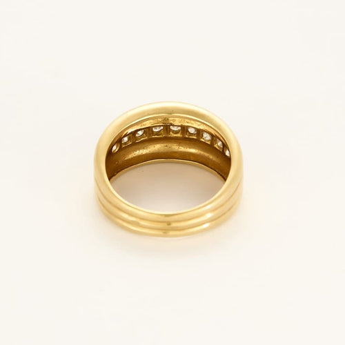 Bague 59 Bague jonc godronnée en or jaune et diamants 58 Facettes PAL3880