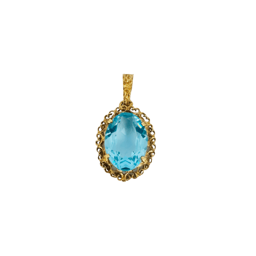 Pendentif Pendentif vintage en or rose 18 carats et topaze bleue 58 Facettes 2509003