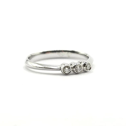 Bague 55 Bague or blanc 18 carats sertie de 3 diamants naturels 58 Facettes