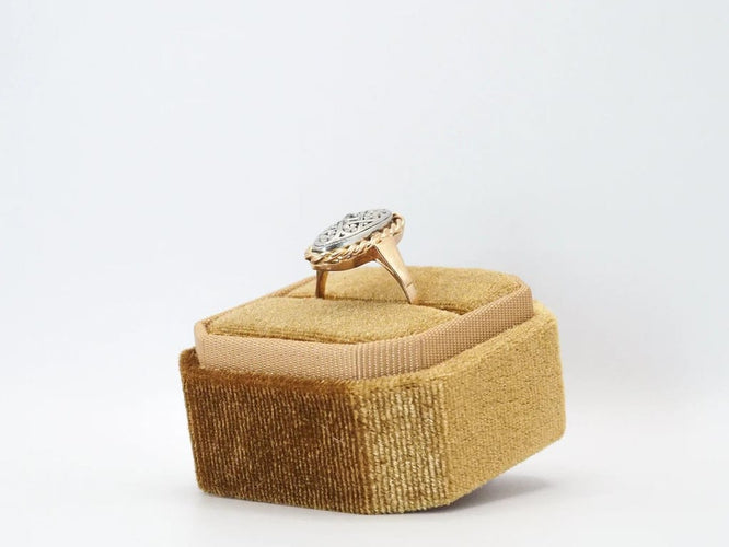 Bague 55 Bague ancienne diamant argent et or jaune 58 Facettes 4714