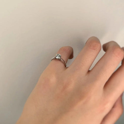 Bague 48 Solitaire or blanc et diamant 58 Facettes 240266R