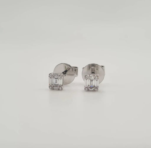 Boucles d'oreilles Boucles d’oreilles or blanc serties de diamants baguettes 58 Facettes