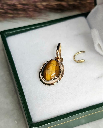 Pendentif Pendentif œil de tigre en or rose 18 carats 58 Facettes 691
