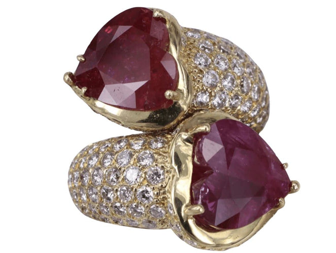 Bague Bague Toi et moi coeur rubis et diamant 58 Facettes BA-1469
