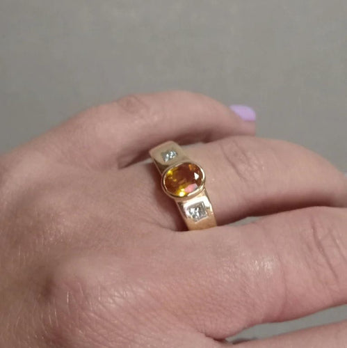 Bague 52 Bague Saphir jaune Diamants 58 Facettes 3402