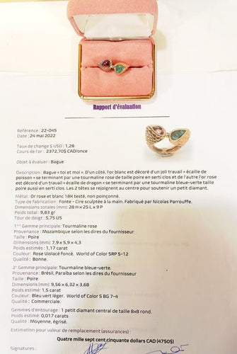 Bague 51 Bague cocktail en or 18 carats (750‰) et tourmalines Paraíba, diamant 58 Facettes bague cocktail 1