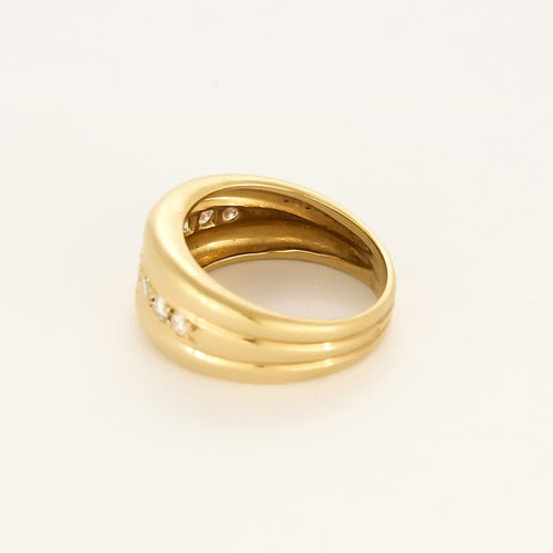 Bague 59 Bague jonc godronnée en or jaune et diamants 58 Facettes PAL3880