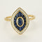Bague 62 Bague navette en or jaune, diamants et saphirs calibrés 58 Facettes DINA0288X2