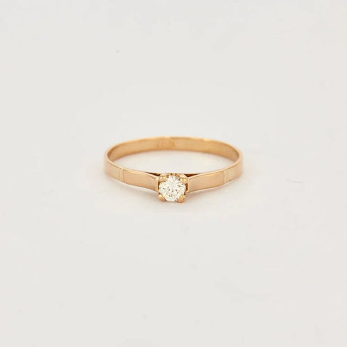 Bague 55 Bague solitaire Or jaune Diamant 58 Facettes