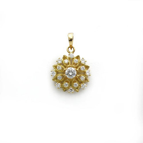 Pendentif Pendentif fleur en or jaune 750‰ et diamants 58 Facettes 250306R
