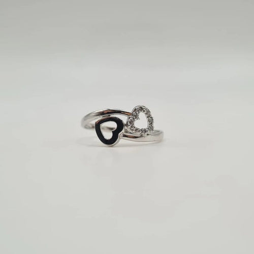 Bague 54 Bague toi & moi cœurs or blanc 18 carats sertie de diamants 58 Facettes