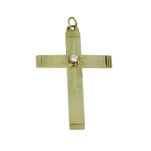 Pendentif Pendentif croix en or jaune 14K avec diamant brillant 58 Facettes 1966
