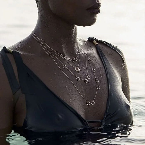 Collier Ginette NY - Sautoir Thirteen Circles en or rose 18 carats 58 Facettes