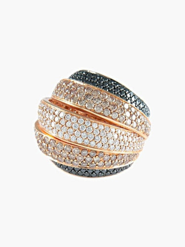 Bague 51.5 Bague pavée en or rose et diamants blancs, bruns et noirs 58 Facettes 422 50057