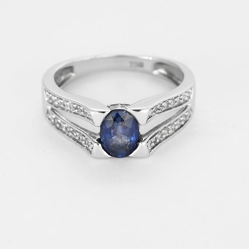 Bague 49 Bague en or gris, saphir et diamants 58 Facettes SNA1714