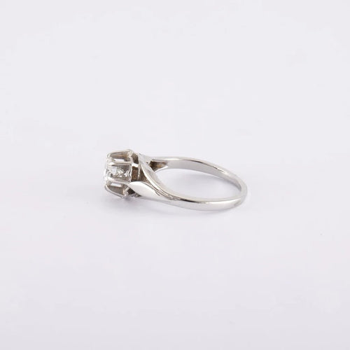 Bague 46 / Blanc/Gris / Or 750 Bague Solitaire Diamant 0.45 carat 58 Facettes 180182R